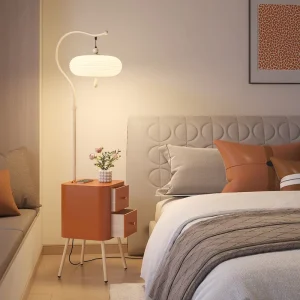 New Chinese Style Ink Lantern Floor Lamp Zen All-in-One Storage Standing Light Vintage Ambient Light for Living Room & Bedroom
