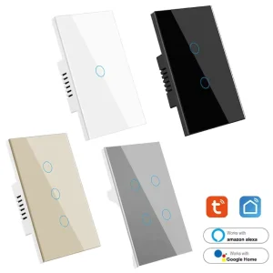 New Design Smart Life Home WiFi Wireless LED Light Wall Switch and Socket Touch Panel Feature with Tuya APP