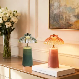 New Modern Elegant Cordless LED Flower Desktop Decorative Lamp Romantic Atmosphere Dimmable Bedroom Hotel Cabinet Night