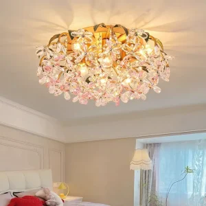 New Modern LED AC Metal Ceiling Lamp Luxurious French Crystal Chandelier for Living Room