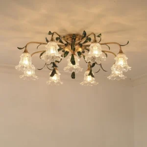 New Modern Wrought Iron LED Flower Ceiling Light with Sensor Control for Living Room Zhongshan Lighting