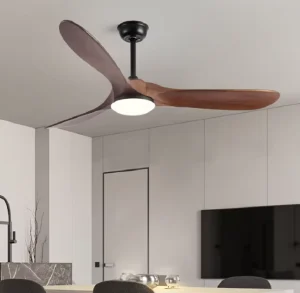 New Style Nordic Luxury 52 Inch Solid Wooden 3 Blade Modern Motor Mute Remote Control LED Living Room Ceiling Fan Light