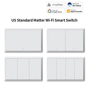 New Tuya Matter WiFi US Standard Smart Light Switch Flip Design Electric Home & Hotel Use PC Material Large Button Wall Switch