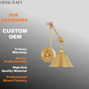 Newly Traditional Wall Sconce Extendable Adjustable Arm Brass Light for Bedroom Bathroom Hallway 110V
