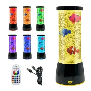 Night Light Modern Design RGB Color Bubble Fish LED Lamp USB Rechargeable Small Home Remote Control