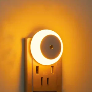 Night Sensor Round Plug-In LED Night Light for Bathroom Home Kitchen Corridor Stairwell Bedroom