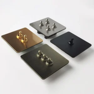 Niva Brass Toggle Light Wall Switches Custom UK EU US Standard Stainless Steel Panel Metal Electric Vintage Switch and Socket