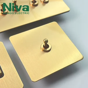 Niva Luxury Brass Toggle Wall Light Switch 1 Gang Stainless Steel Panel Electrical Hotel Switches Home Sockets