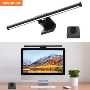 No Glare PC Laptop Computer LED Desk Lamp Stepless Dimming Modern Black RGB Monitor Light Bar Remote Control for Gaming Office