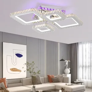 Nordic 64W Stainless Steel Crystal LED Ceiling Light with Remote Control for Indoor and Outdoor Use