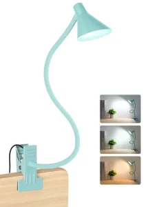 Nordic Aluminum LED Clip Desk Lamp Energy Saving 10 Step Dimming Night Light Black Shade DC Power Supply for Reading Room