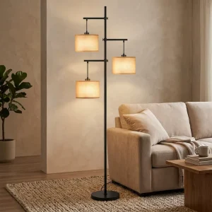 Nordic American Style Creative Modern Simple Bedside Floor Lamp for Bedroom and Living Room with Fabric Design