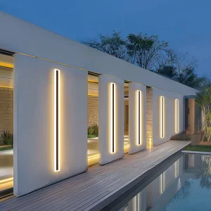 Nordic Black Minimalist LED IP65 Waterproof Outdoor Wall Lights with Tuya APP Control Dimmable Linear Design
