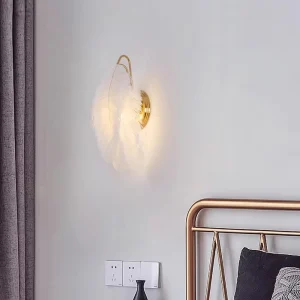 Nordic Creative Feather LED Wall Lamp Resin Body Recessed Installation Dimmable High CRI 90 Home Decor Bedroom Decorative Lights