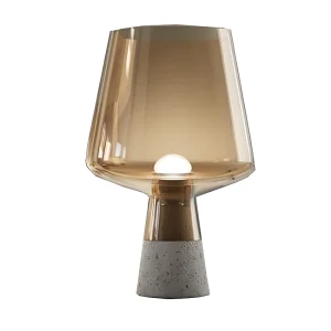Nordic Design Modern LED Desk Lamp with E27 Bulb Glass Table Lamp on Cement Base AC Power for Living Room and Bedroom Reading