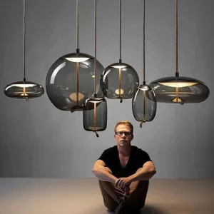 Nordic Glass Hanging Chandelier for Restaurant Bar Front Desk Creative Personality Designer Lamp