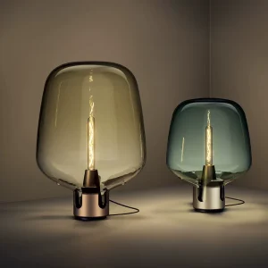 Nordic Glass Table Lamp as Post Modern Luxury Decor Designer Showpiece Functional Light for Hotel Exhibition and Bedside