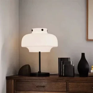 Nordic Glass Table Lamp with Dimmable Function Modern Retro Minimalist Decor Light for Bedside Living Room and Bedroom