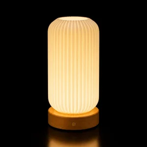 Nordic INS Style Creamy Atmosphere 3D Printed Vase Bedside Lamp Aesthetic Solid Wood Base Decorative LED Mood Night Light