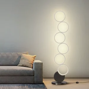 Nordic Iron Modern Five Rings Adjustable LED Floor Lamp for Hotel Living Room Sofa Bedroom Bedhead Decoration