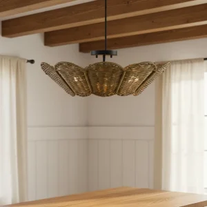 Nordic LED Outdoor Pendant Ceiling Lamp with Rattan Decoration for Restaurant Bar Shop