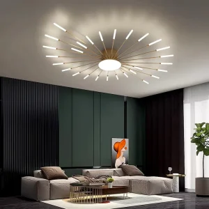 Nordic LED Round Ceiling Light Fixture with Firework Decor for Living Room