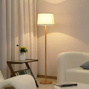 Nordic Linen Lampshade Vertical Floor Lamp Original Solidc Color Standing Lamp Living Room Bedroom Decoration Floor Light