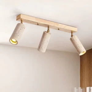 Nordic Living Room Cpffee Aisle Ceiling Lamp Marble Solid Wood Ceiling 3 Heads Cylindrical Spotlight 110-240V