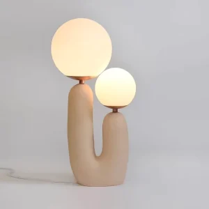 Nordic Minimalist Double Sphere with Resin Base Soft Warm Light Ideal for Bedroom Living Room Home Decor Table Lamp