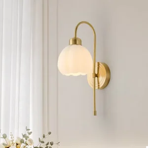 Nordic Minimalist LED Wall Lamp Wrought Iron Bedside Light Glass Shade for Master Bedroom Living Room Study Balcony Remote