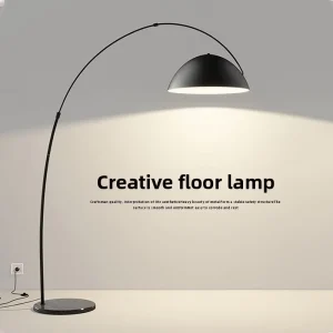 Nordic Minimalist Luxury Arc Floor Lamp Iron Base Stone Shade LED High CRI 95 for Living Room Bedroom Sofa Side