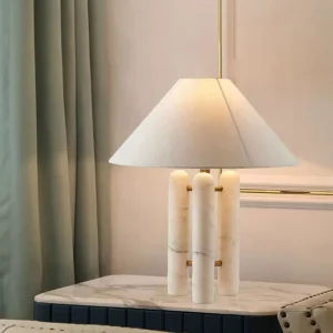 Nordic Minimalist Marble Table Lamp with Metal Details for Living Room Study Bedroom Designer Showroom Decoration
