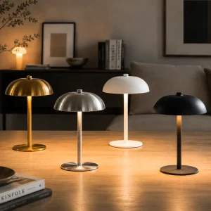 Nordic Minimalist Metal Mushroom LED Table Lamp Touch Control 3 Color Dimmable Bedside Lamp for Bedroom Home Office Decor