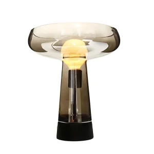 Nordic Modern Design LED Bedside Table Lamp with Amber Glass Shade Astronaut Style for Bedroom Living Room or Bar Bed Light