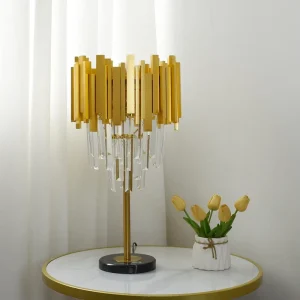 Nordic Modern Luxury K9 Crystal Table Lamp Marble Base Living Room Gold Decorative Desk Lamp Bedroom Bedside Reading Light