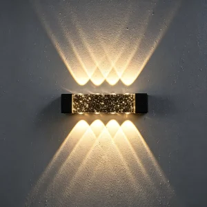 Nordic Modern Luxury Up and Down Crystal Wall Lamp IP65 Waterproof Aluminum Base LED Light Source for Hotels and Corridors