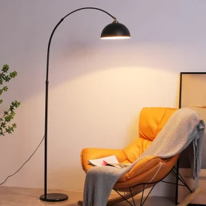 Nordic Modern Minimalist LED Floor Lamp with Remote Control Iron Dome Shade for Living Room Bedroom