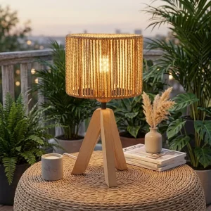Nordic Retro Solid Wood Desk Lamp with LED Night Light for Bedroom, Bedside Decoration