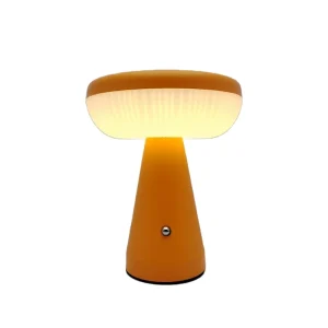 Nordic Retro Steel Mushroom Table Lamp Modern Black Orange Acrylic Mushroom Dimmable LED Table Lamp for Desk Bedside