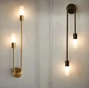 Nordic Scandinavian Modern Minimalist LED Wall Lamps Iron Body Golden Strip Dimmable Cylindrical White Shade Bedroom Home