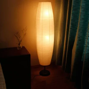 Nordic Style Vertical Simple Paper Lampshade Floor Lamp Living Room Bedroom Creative Cross Border Warm LED Paper Lamp