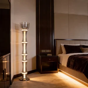 Nordic Unique Stand Light Floor Lamp Home Decorative Hotel Lobby Glass Floor Lamp for Living Room Decor Luxury