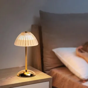 Nordic Vintage Table Lamp Rechargeable Cordless Design with Stepless Brightness Adjustment AC Power Supply