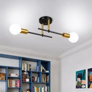 Nordic Wrought-Iron Surface-Mounted LED Ceiling Light CRI 80-90 Warm White