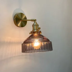 Nordic style Brown Glass Copper LED Wall Lamp Artistic Corridor Vanity Mirror Bedroom Bedside Warm White Ra90 3 Year Warranty