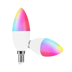 North America ES-Certified Plastic RGB-CW Candle LED Bulb E12 for Garden Lighting