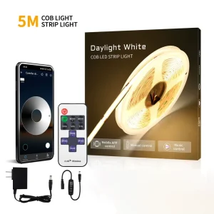 ODM 5M Set Ra80 12v 24v 320Leds m 8mm 3000K 4000K 6500K Dimmable Cob Smart Led Strip Light for Bedroom