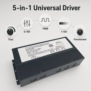 OEM 5 in 1 Dimmable 30W 60W 96W 192W 288W Class 2 100-277V UL ETL Constant Voltage Junction Box Board Module LED Driver