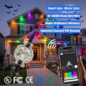 OEM Rgbw 3 Led Point Lights Smart App Controller 12V 24V 36V IP68 Permanent Outdoor Track Christmas Lighting