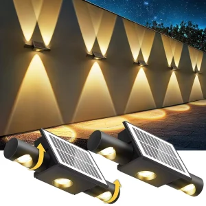 OVO 009 Solar LED IP65 Up Down Rotatable Adjustable Wall Light with Solar Panel Outdoor Waterproof Garden Yard Light